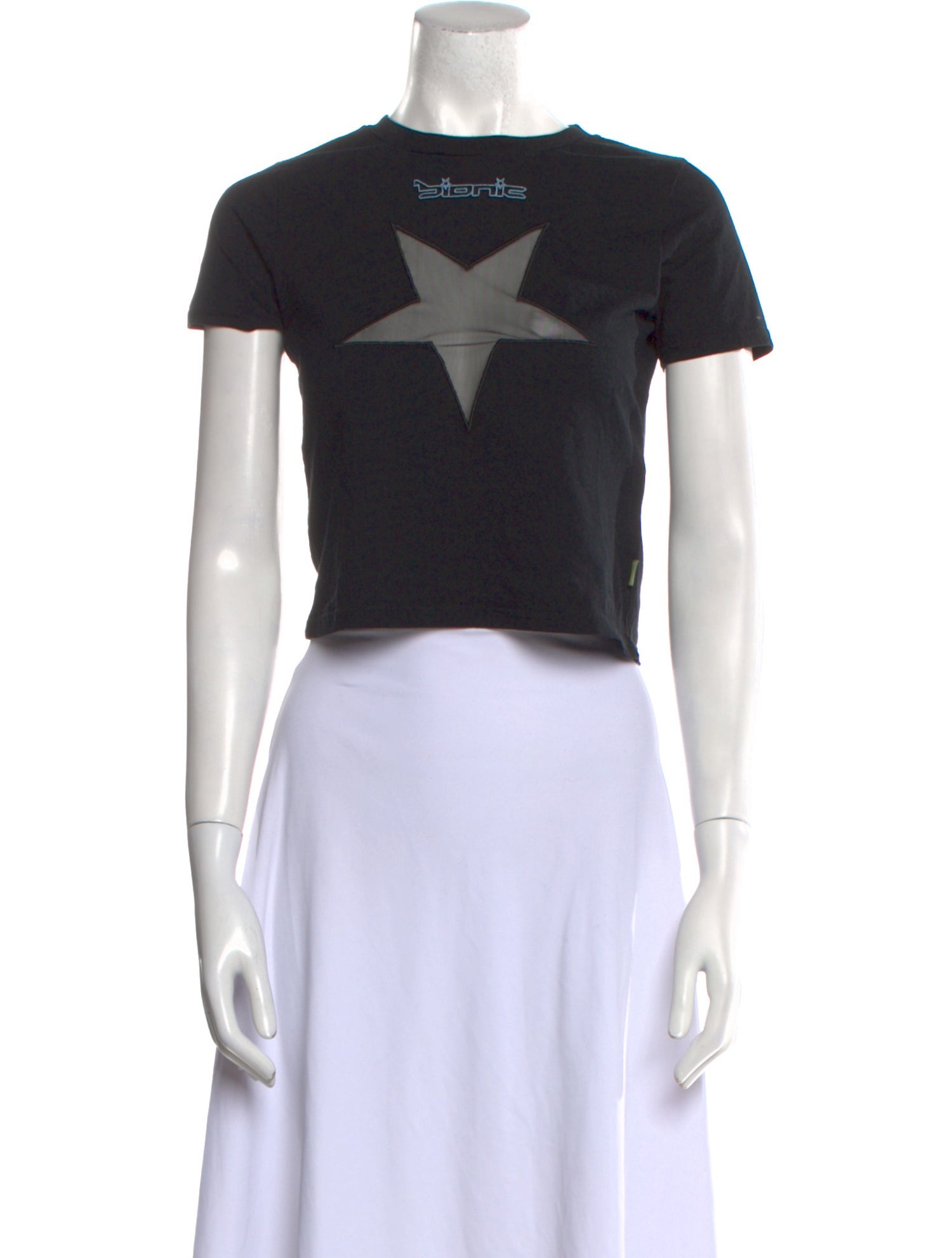 heaven BY MARC JACOBS Graphic Print Crew Neck Crop Top - Black