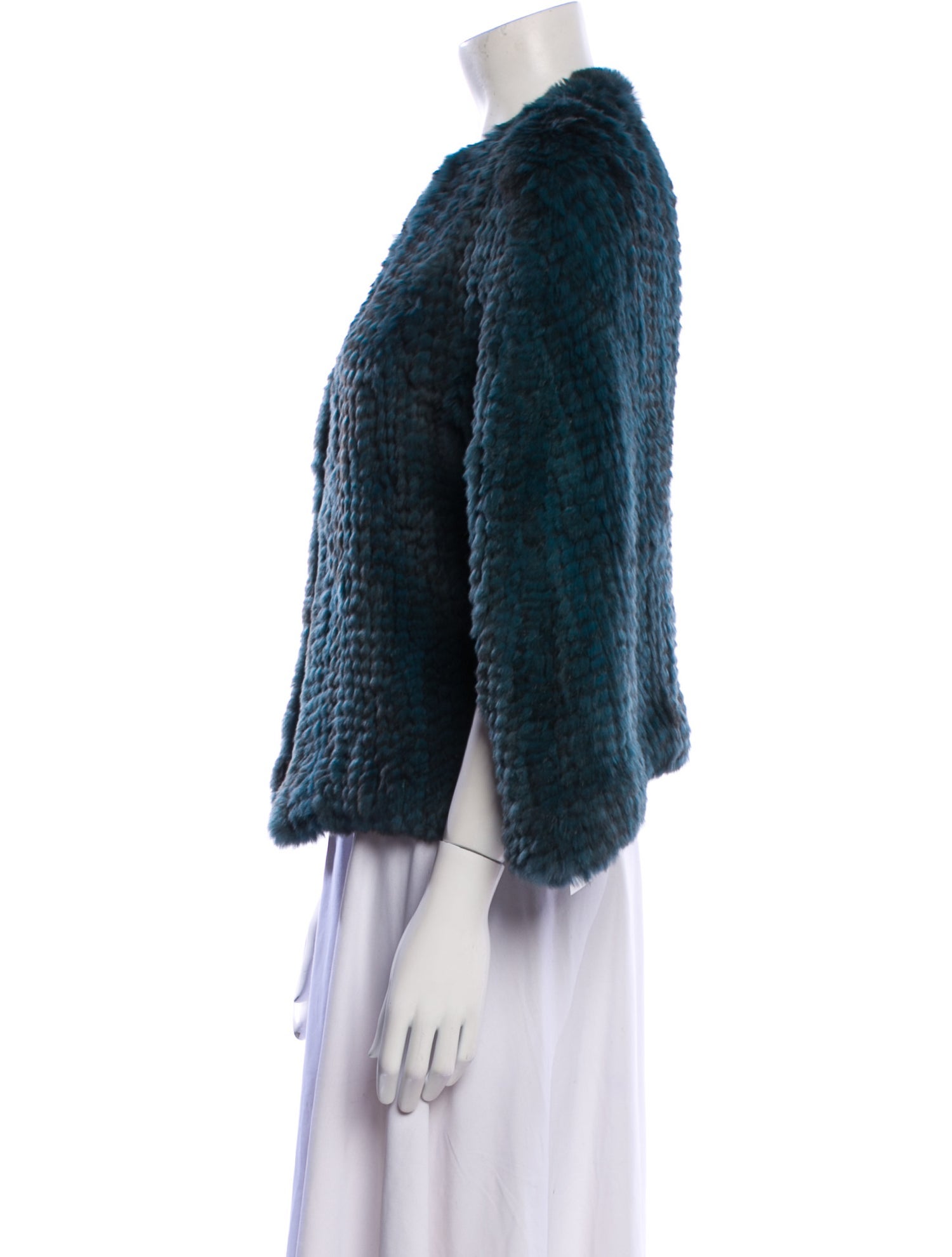 H Brand Tweed Pattern Fur Jacket