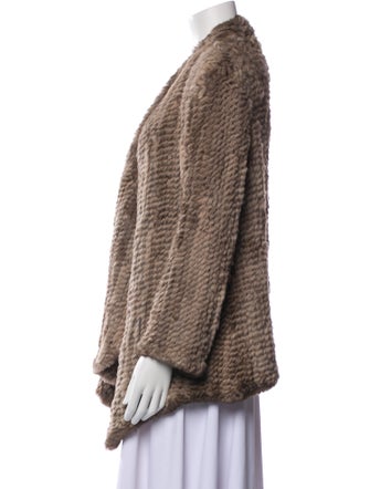 H Brand Striped Fur Jacket