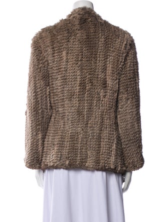 H Brand Striped Fur Jacket