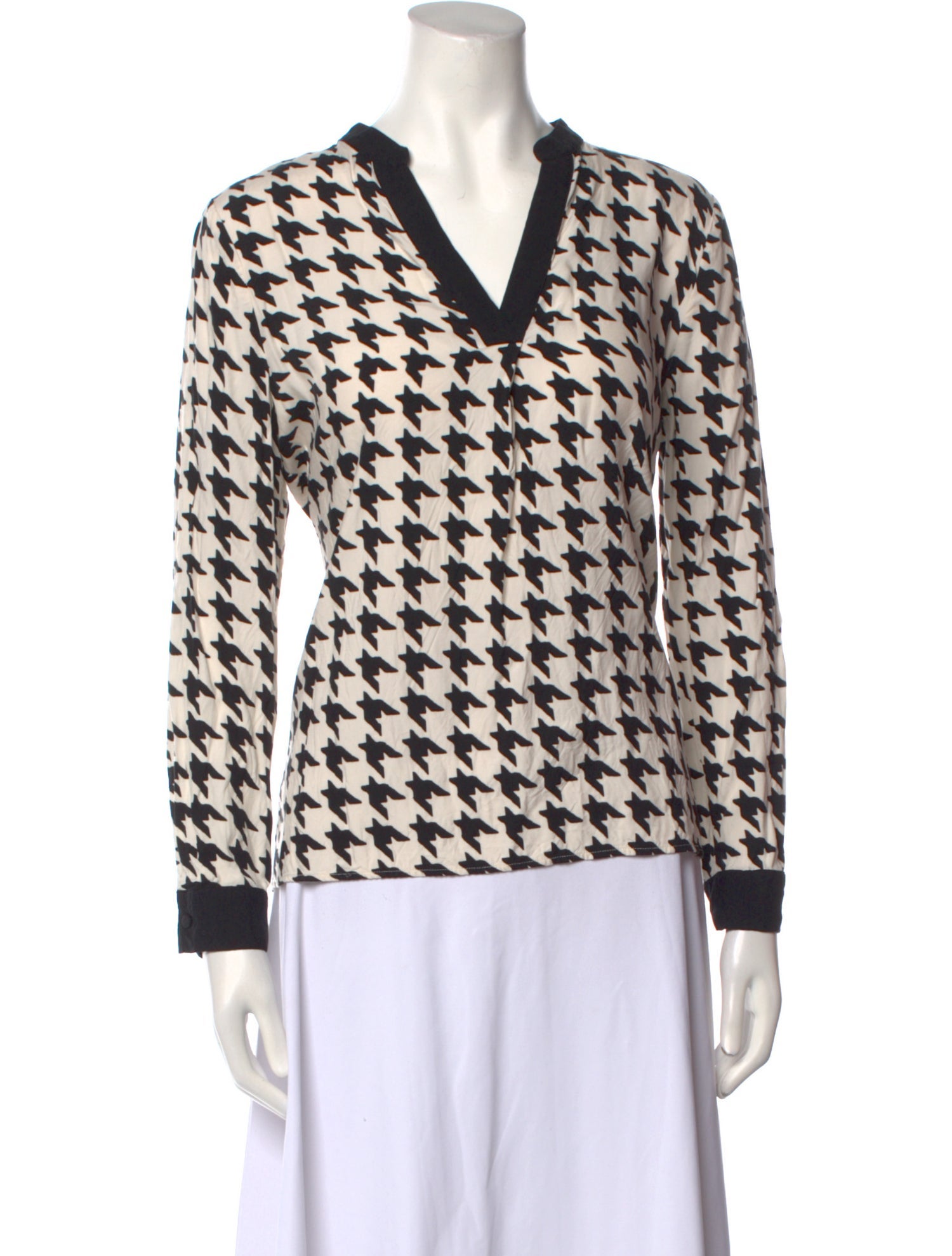 Hobbs London Houndstooth Print V-Neck Sweater