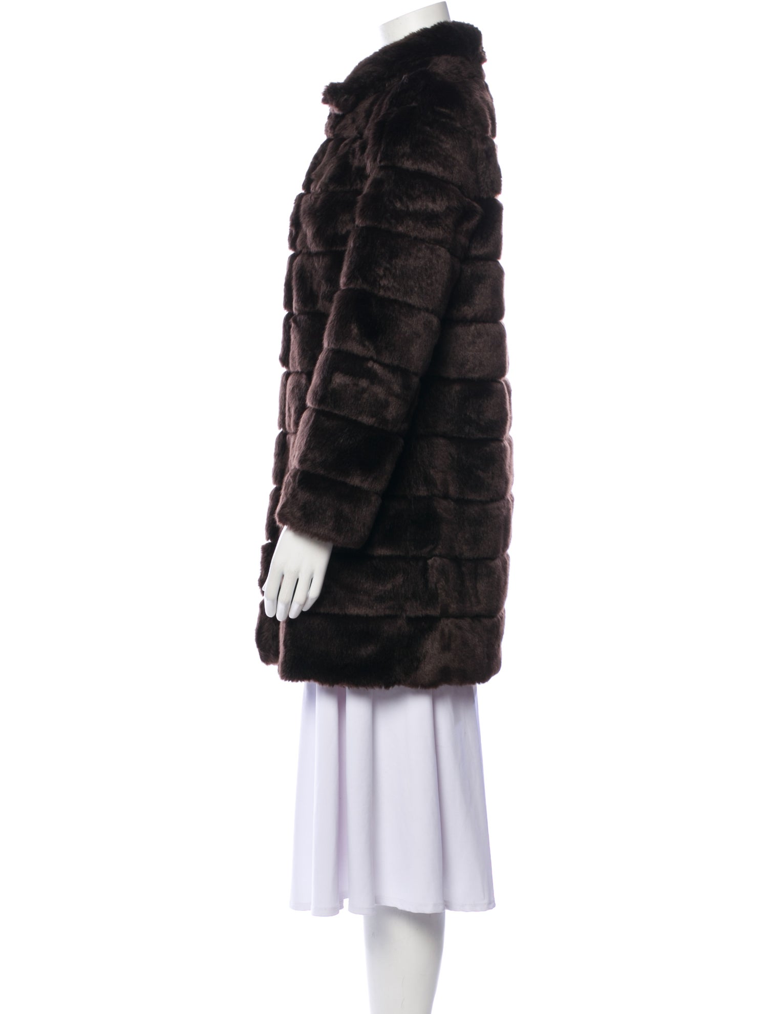 Hobbs London Mink Faux Fur Coat - Black Coats, Clothing