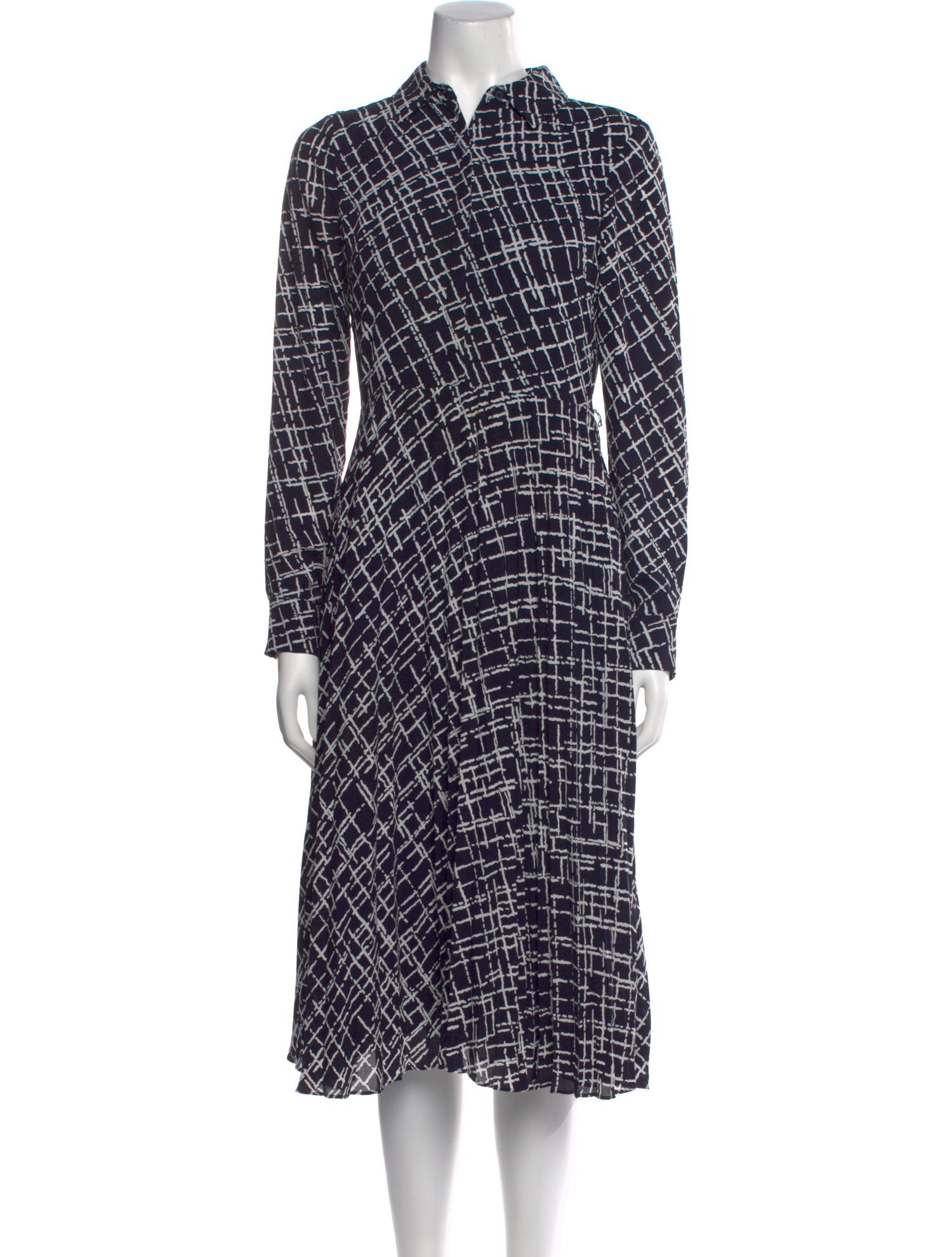 Hobbs London Plaid Print Midi Length Dress