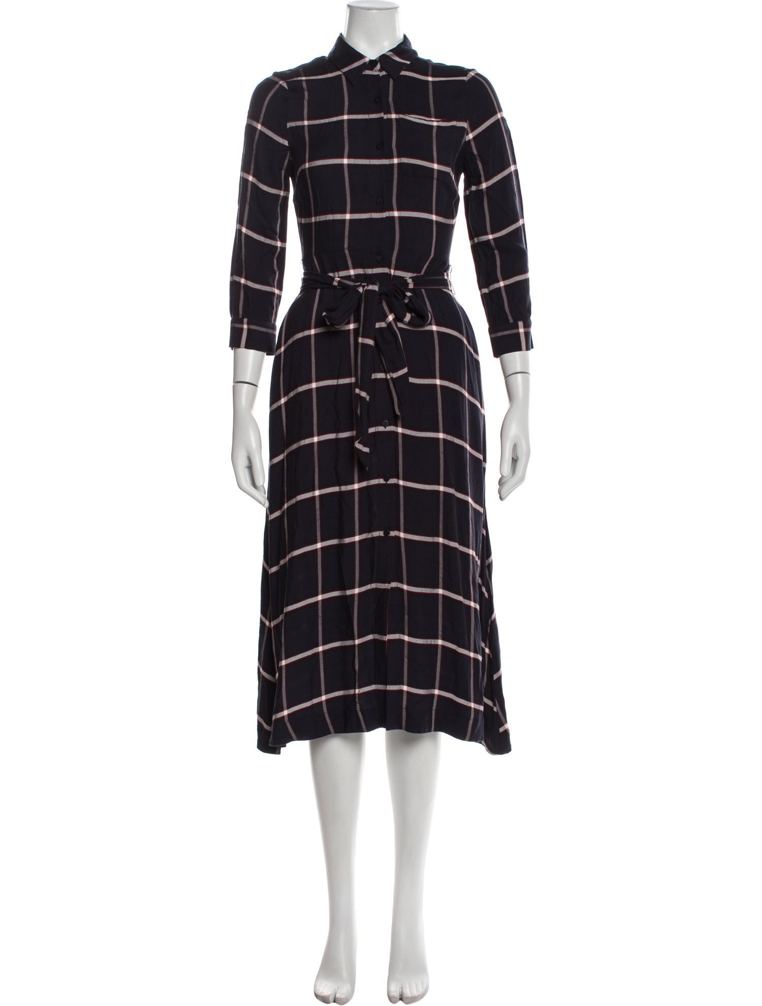 Hobbs London Plaid Print Long Dress