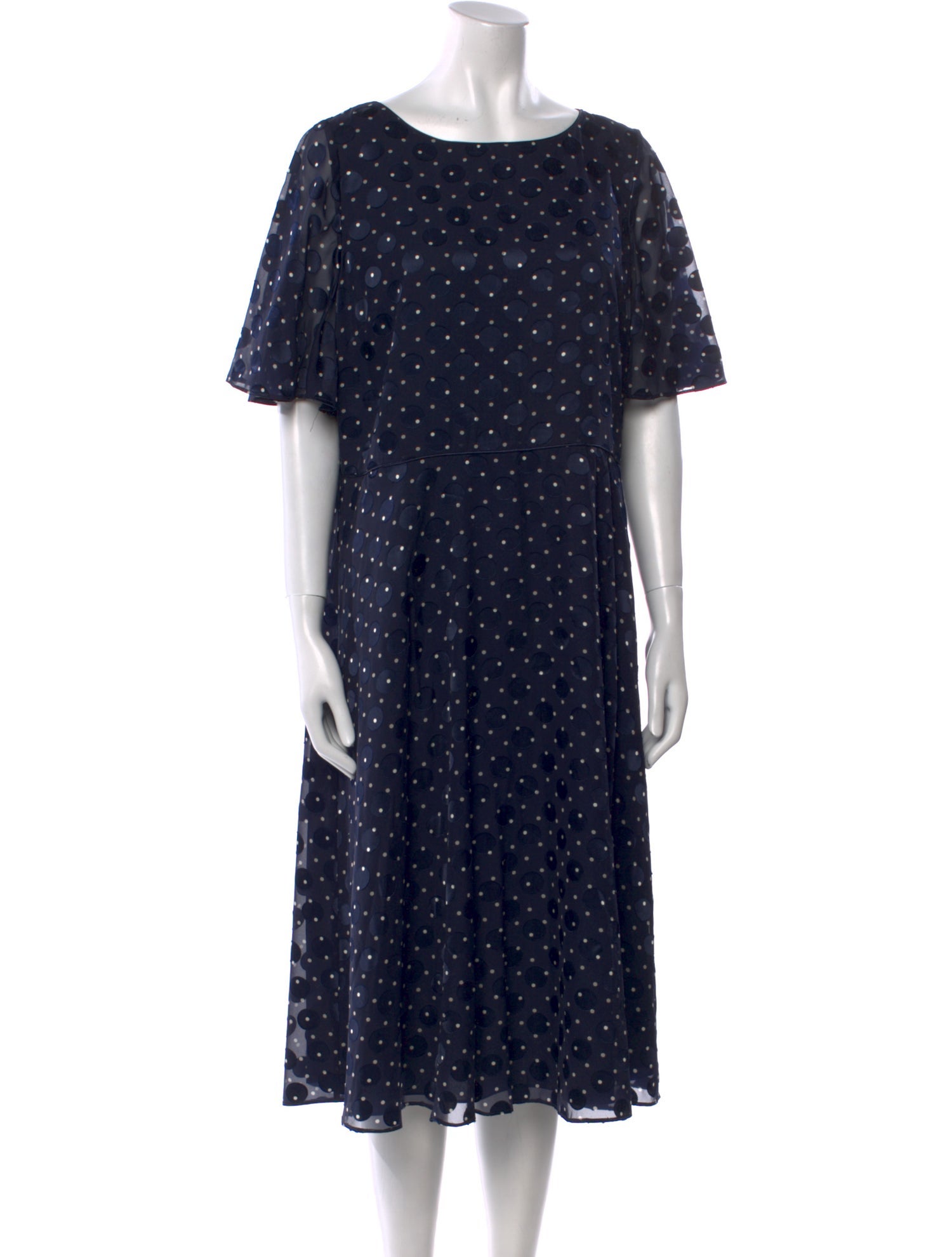 Hobbs London Polka Dot Print Midi Length Dress