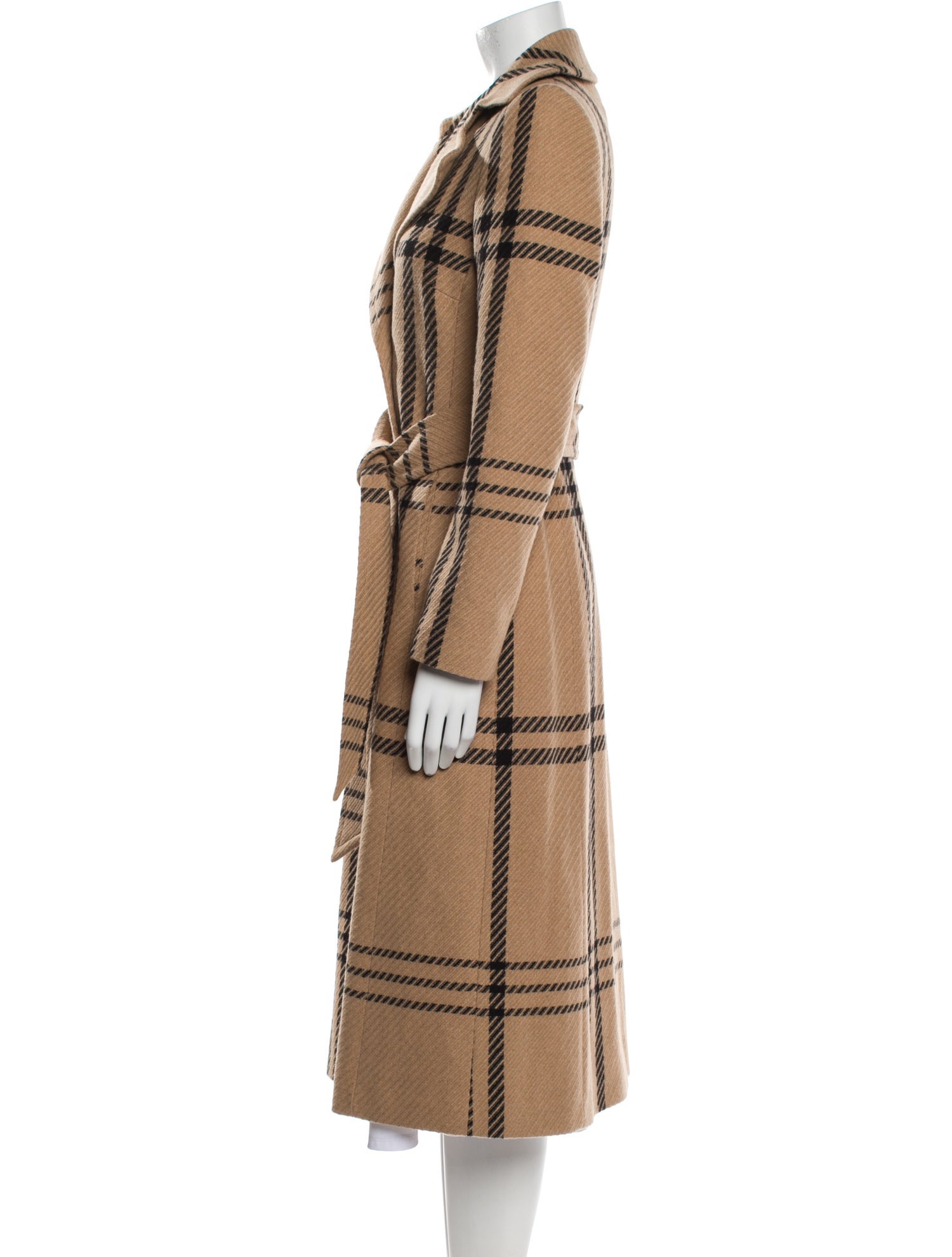 Hobbs London Wool Plaid Print Trench Coat