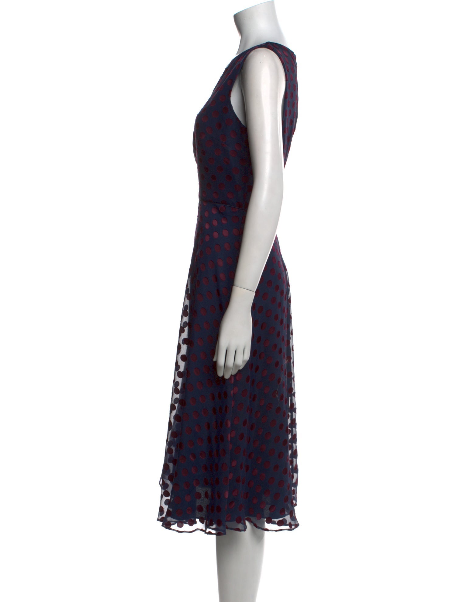 Hobbs London Polka Dot Print Midi Length Dress