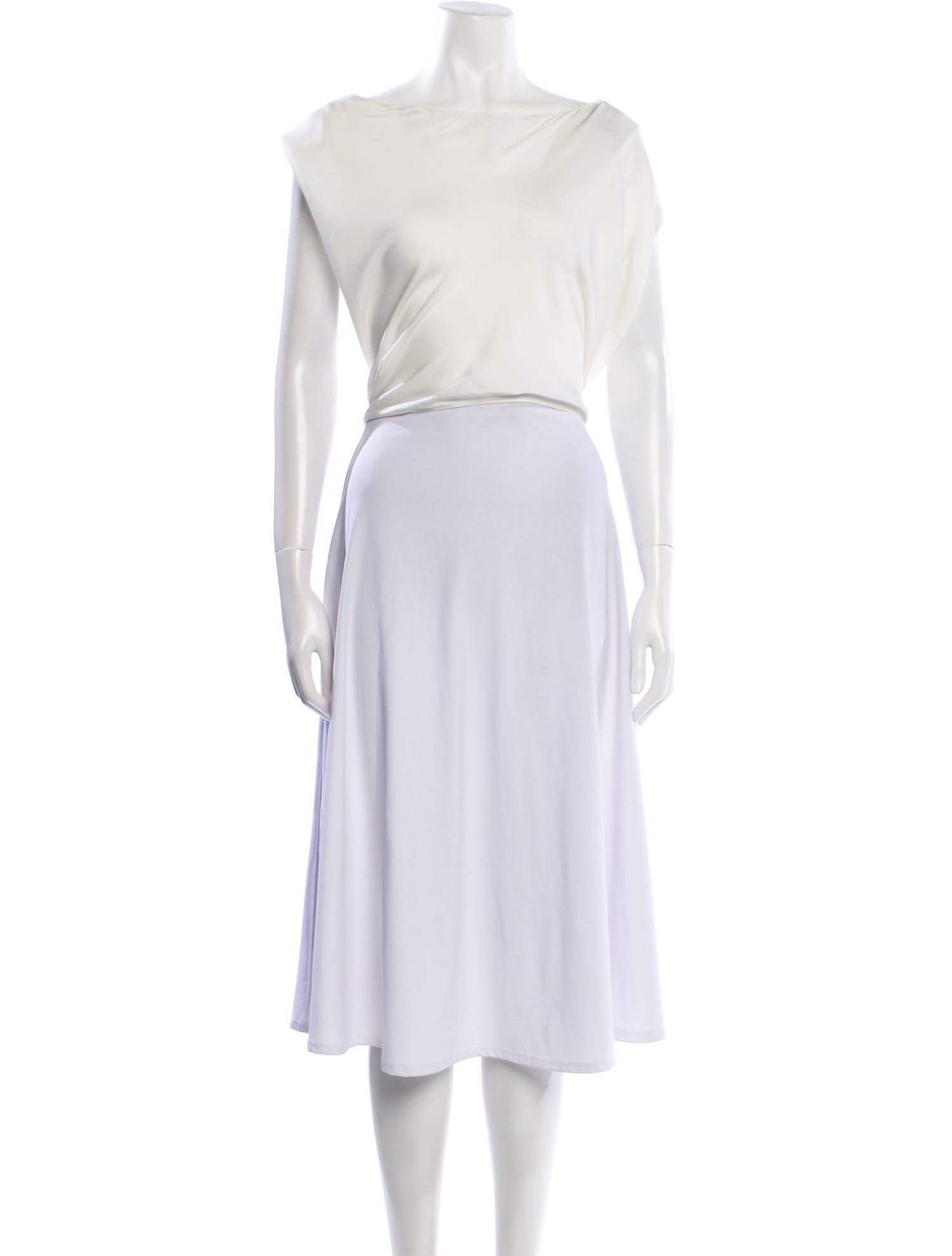 Helsa Silk Bateau Neckline Crop Top