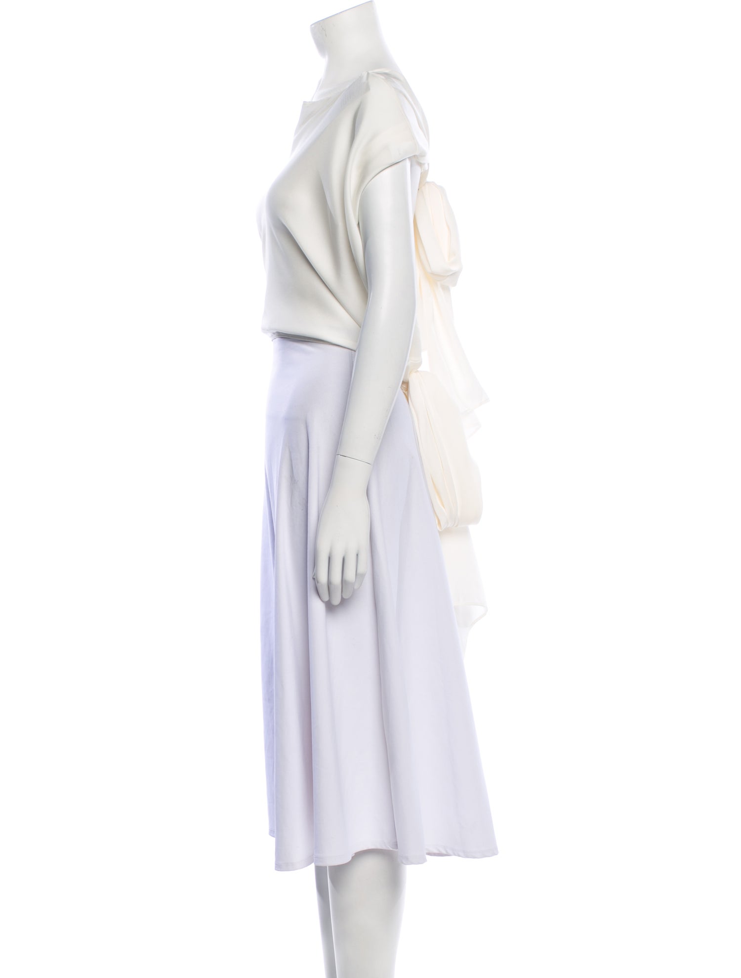 Helsa Silk Bateau Neckline Crop Top