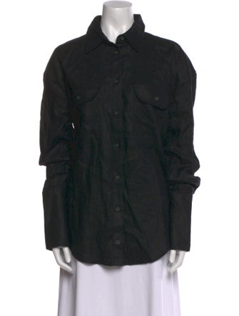 Helsa Linen Long Sleeve Button-Up Top