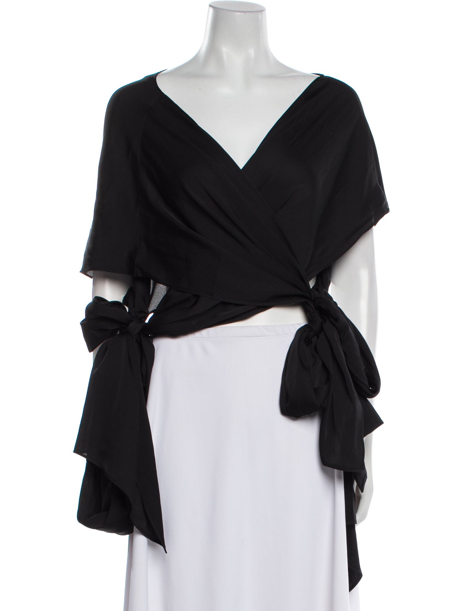 Helsa Silk V-Neck Crop Top