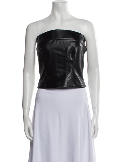 Helsa Faux Leather Strapless Crop Top