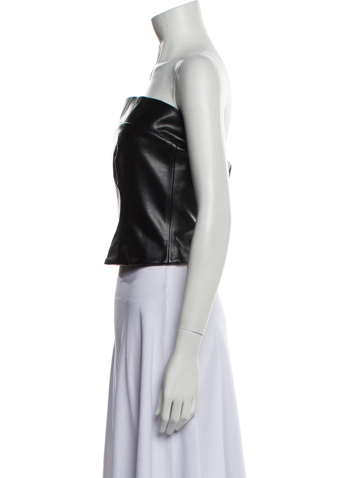 Helsa Faux Leather Strapless Crop Top