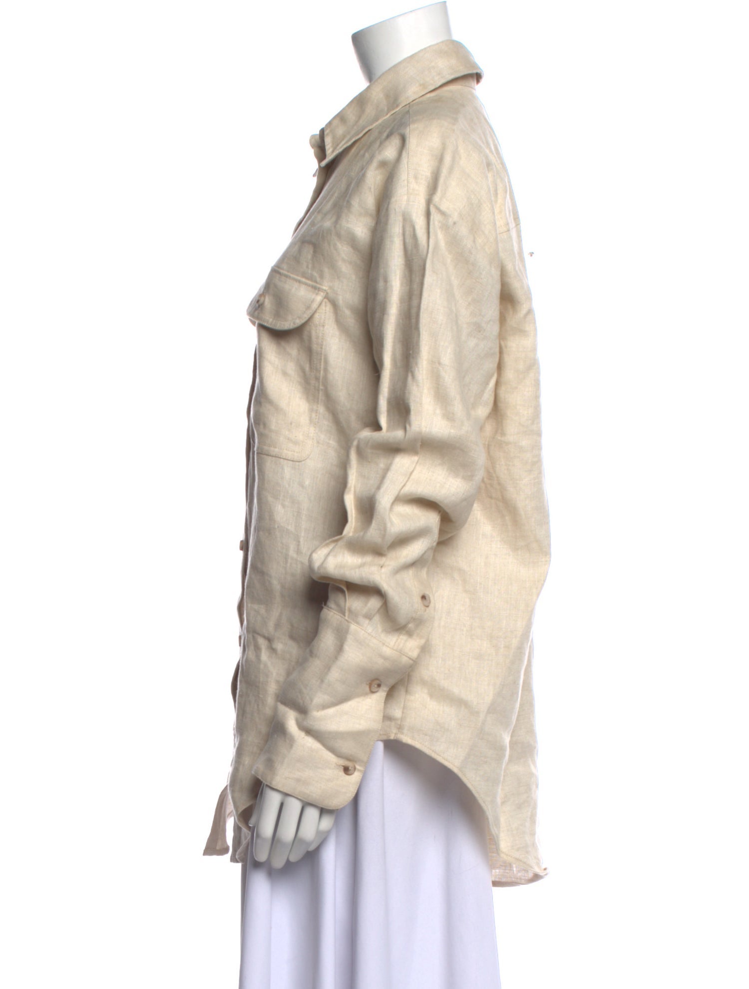 Helsa Linen Long Sleeve Button-Up Top