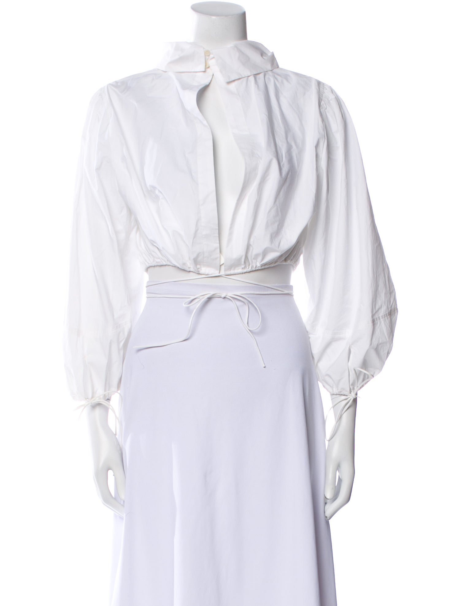 Helsa Mock Neck Three-Quarter Sleeve Crop Top