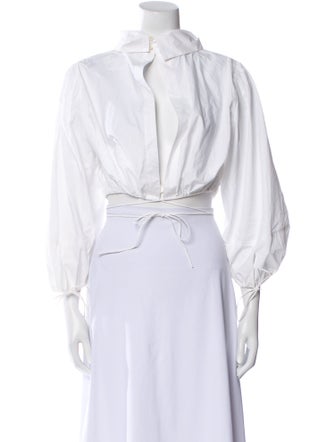 Helsa Mock Neck Three-Quarter Sleeve Crop Top