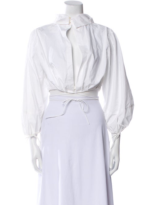 Helsa Mock Neck Three-Quarter Sleeve Crop Top