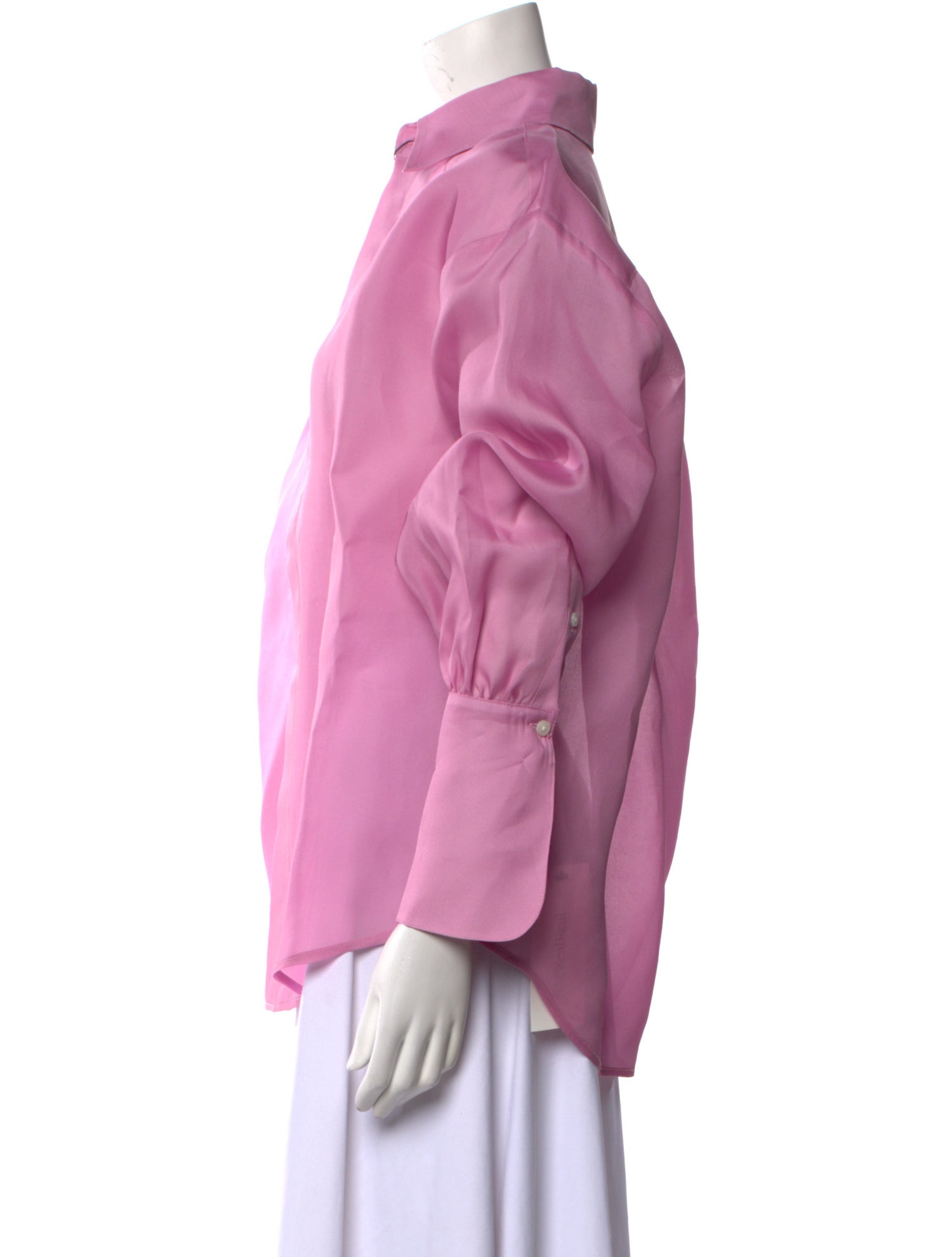 Helsa Silk Three-Quarter Sleeve Button-Up Top w/ Tags