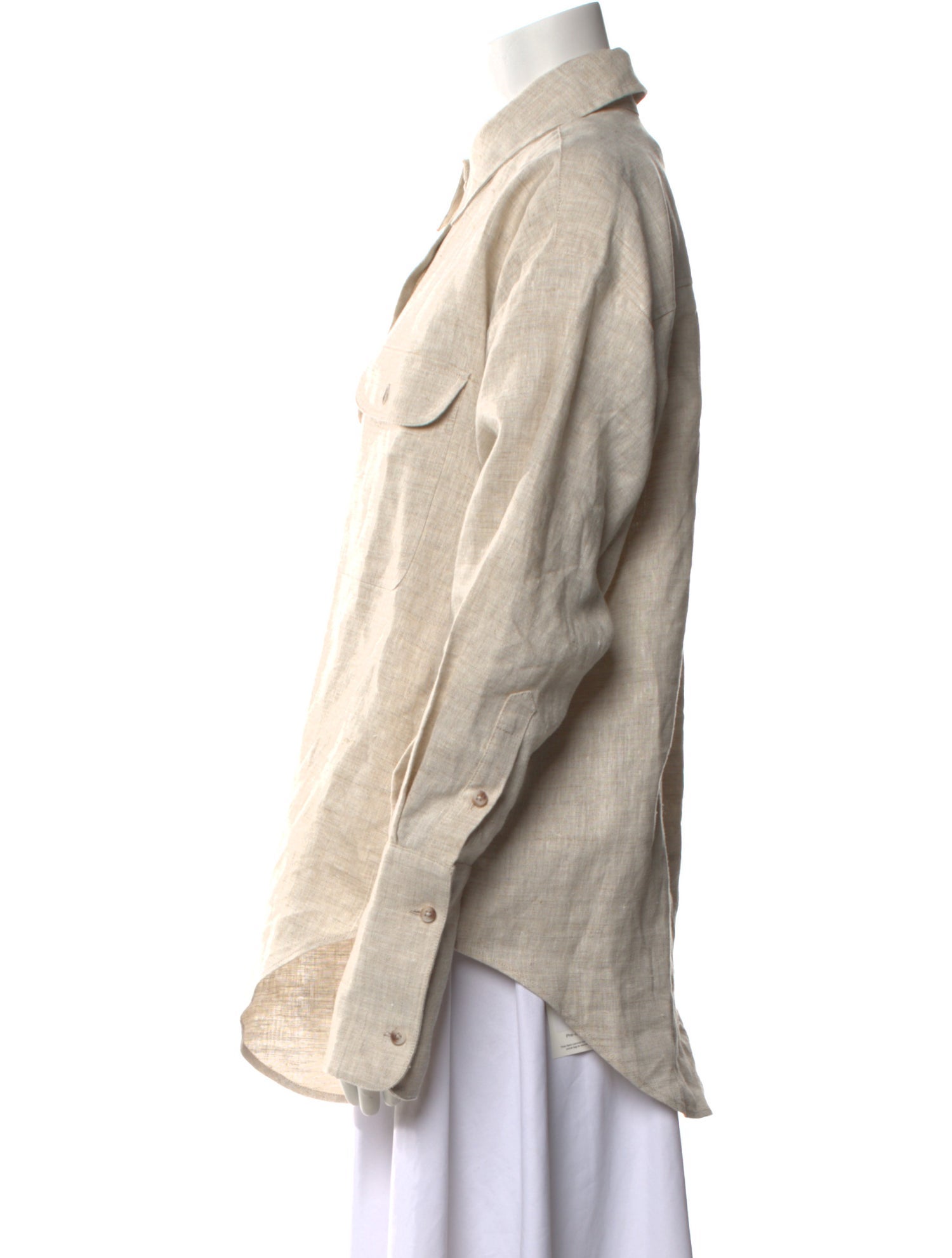 Helsa Linen Long Sleeve Button-Up Top