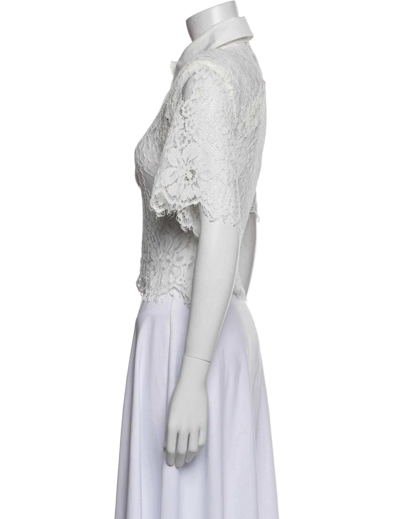 Helsa Lace Pattern Short Sleeve Crop Top