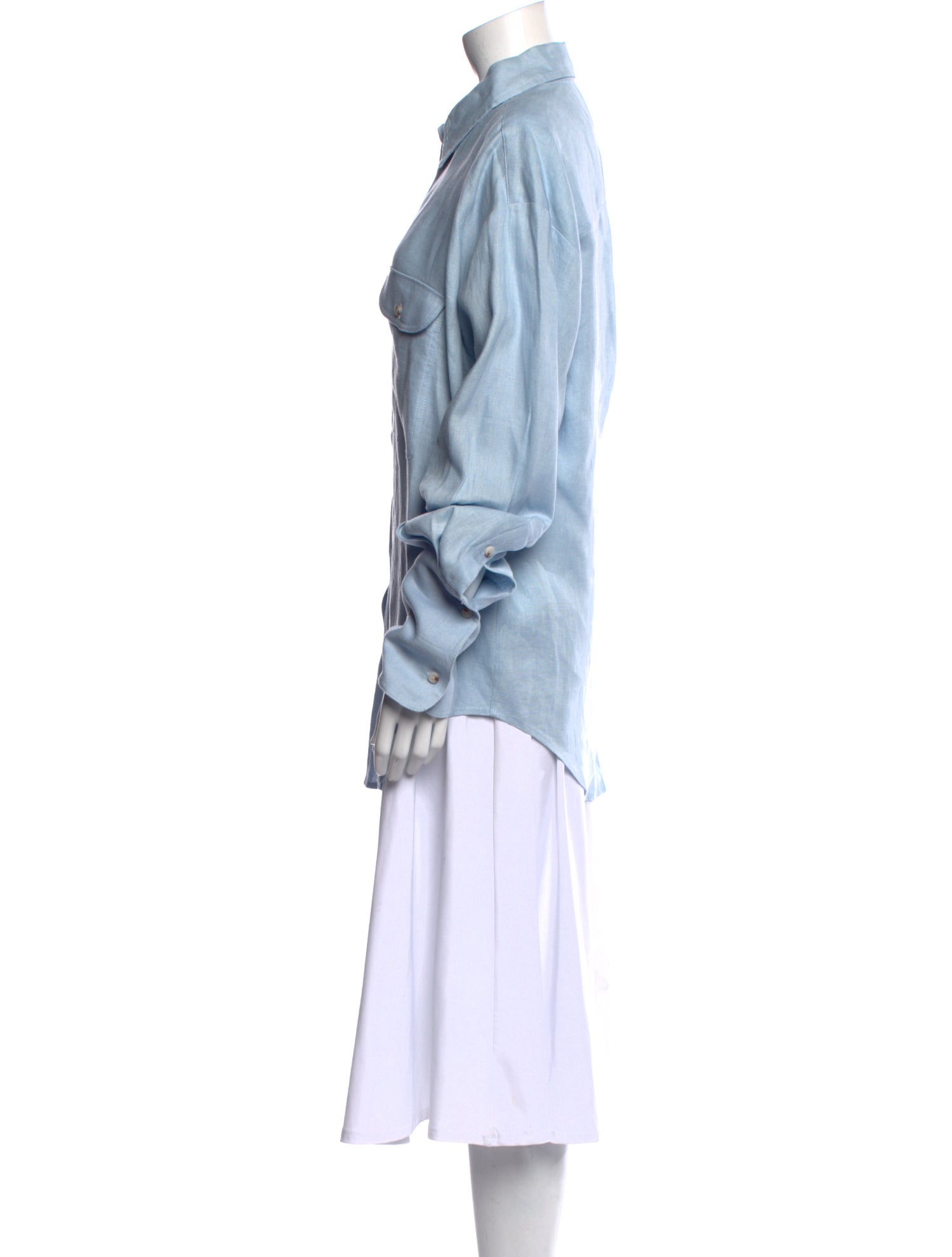 Helsa Linen Long Sleeve Button-Up Top