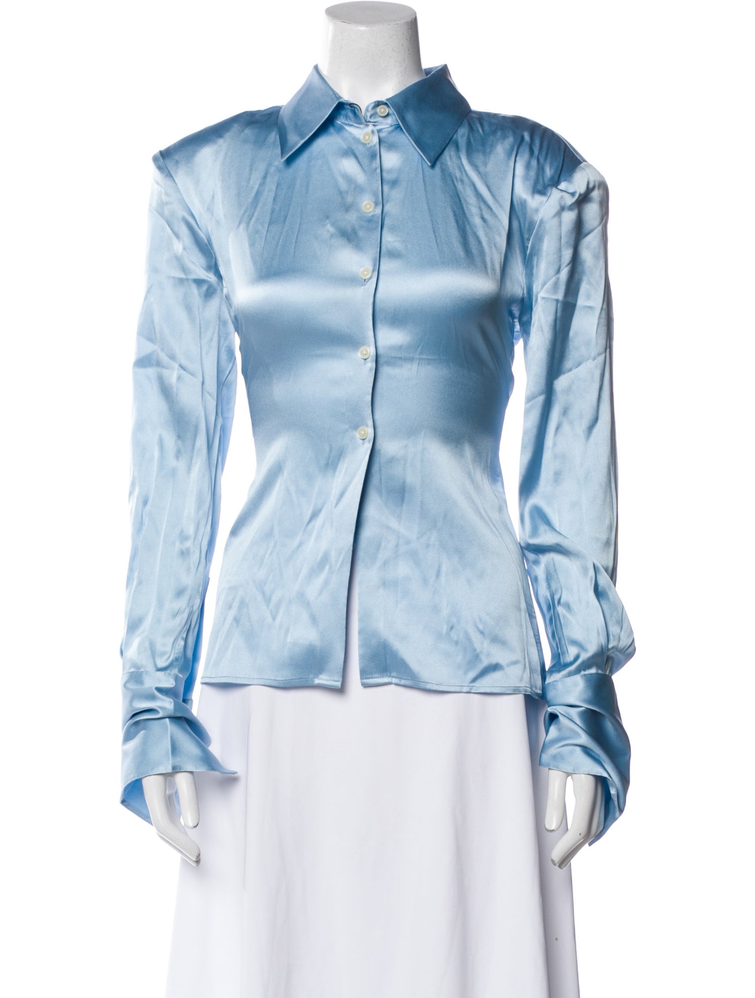 Helsa Silk Long Sleeve Button-Up Top w/ Tags