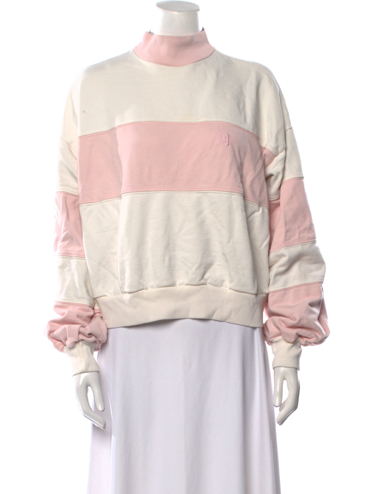 Helsa Colorblock Pattern Mock Neck Sweatshirt