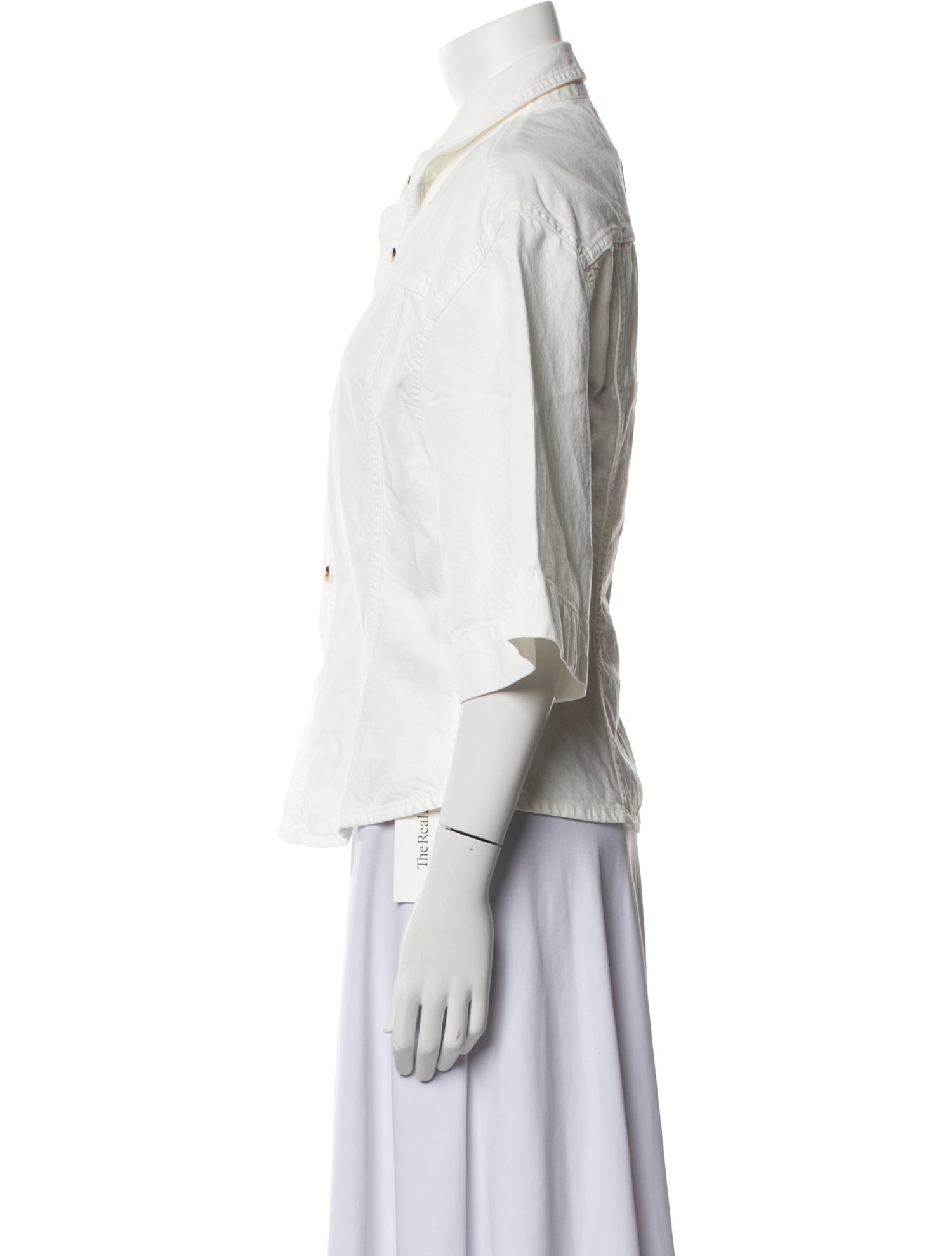 Haikure Three-Quarter Sleeve Button-Up Top