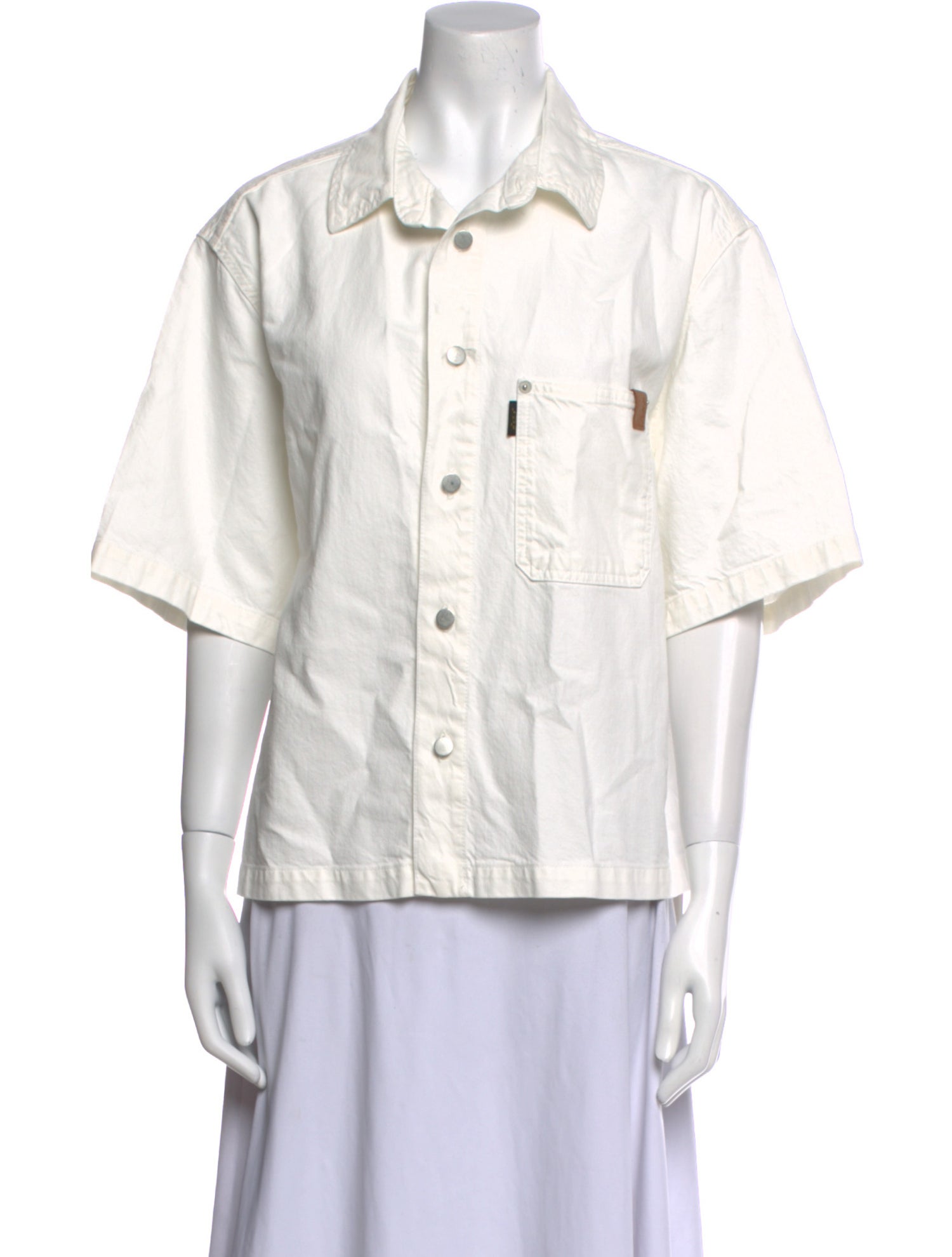 Haikure Three-Quarter Sleeve Button-Up Top