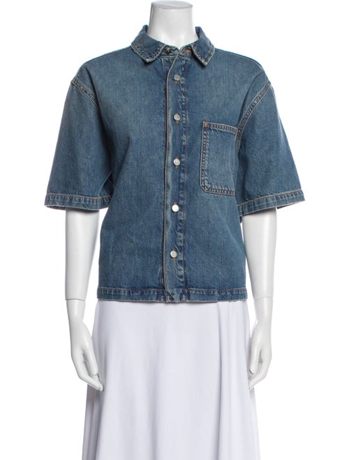 Haikure Short Sleeve Button-Up Top