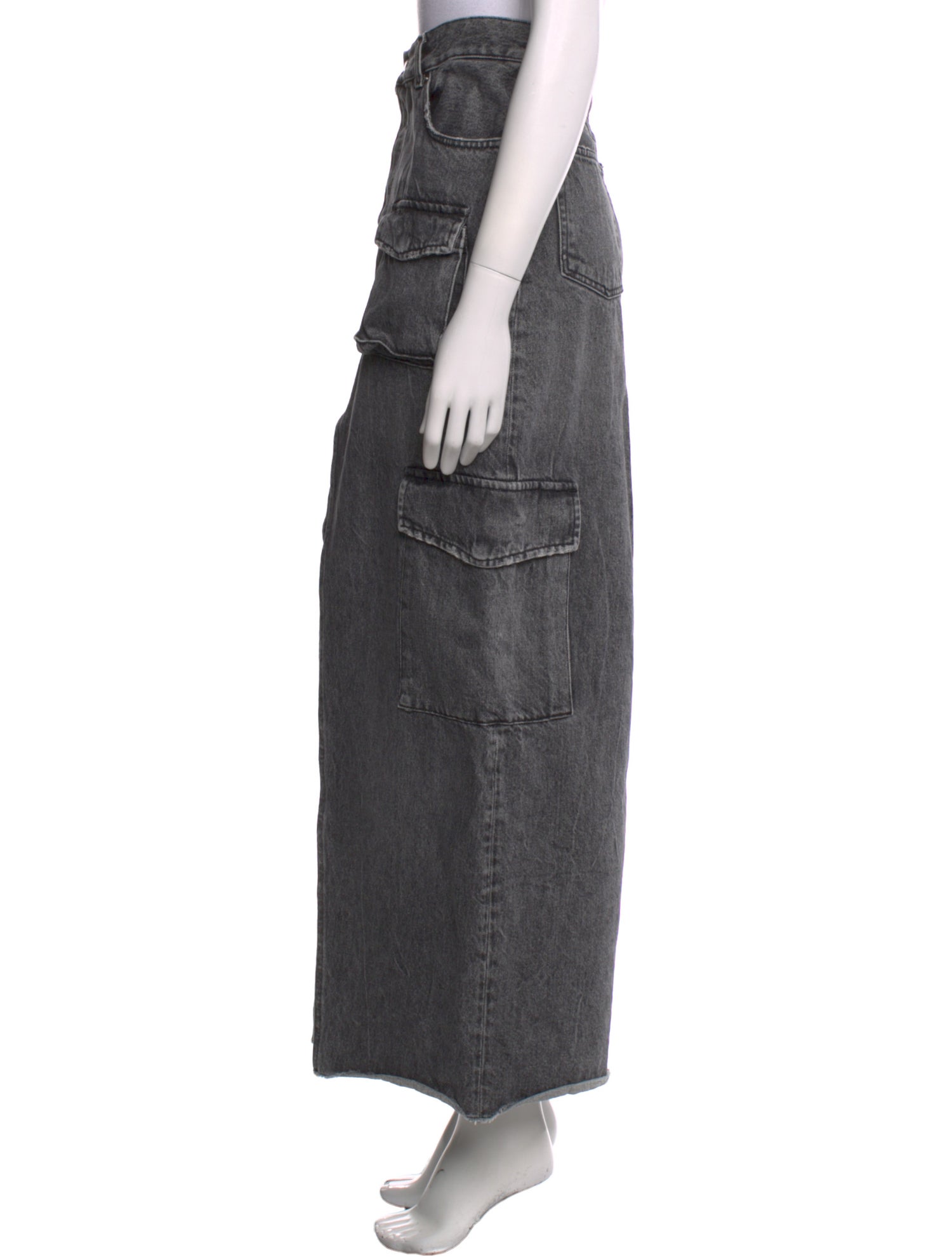 Haikure Raw-Edge Trim Long Skirt