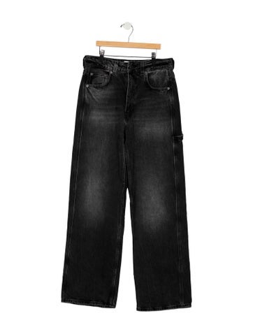 Pre-owned Haikure High-rise Wide Leg Jeans In Black