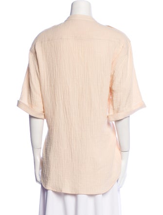 Heidi Merrick Mock Neck Short Sleeve Button-Up Top