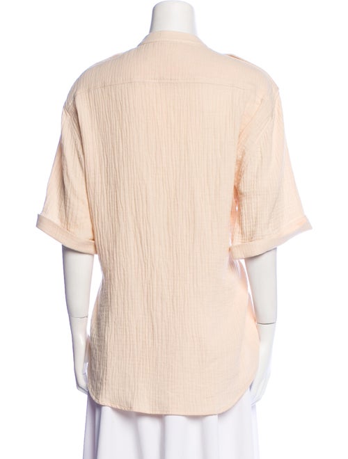 Heidi Merrick Mock Neck Short Sleeve Button-Up Top