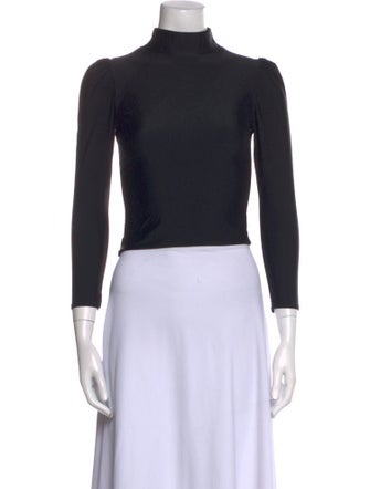 Heidi Merrick Turtleneck Three-Quarter Sleeve Crop Top