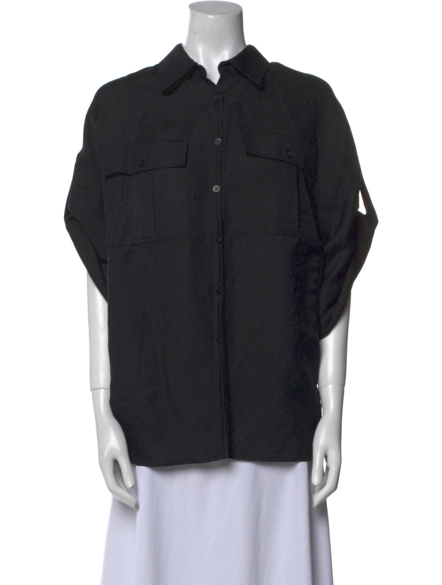 Heidi Merrick Three-Quarter Sleeve Button-Up Top