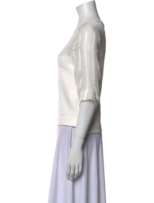 Heidi Merrick Bateau Neckline Three-Quarter Sleeve Crop Top