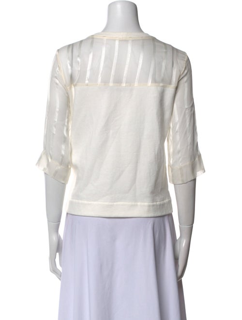 Heidi Merrick Bateau Neckline Three-Quarter Sleeve Crop Top