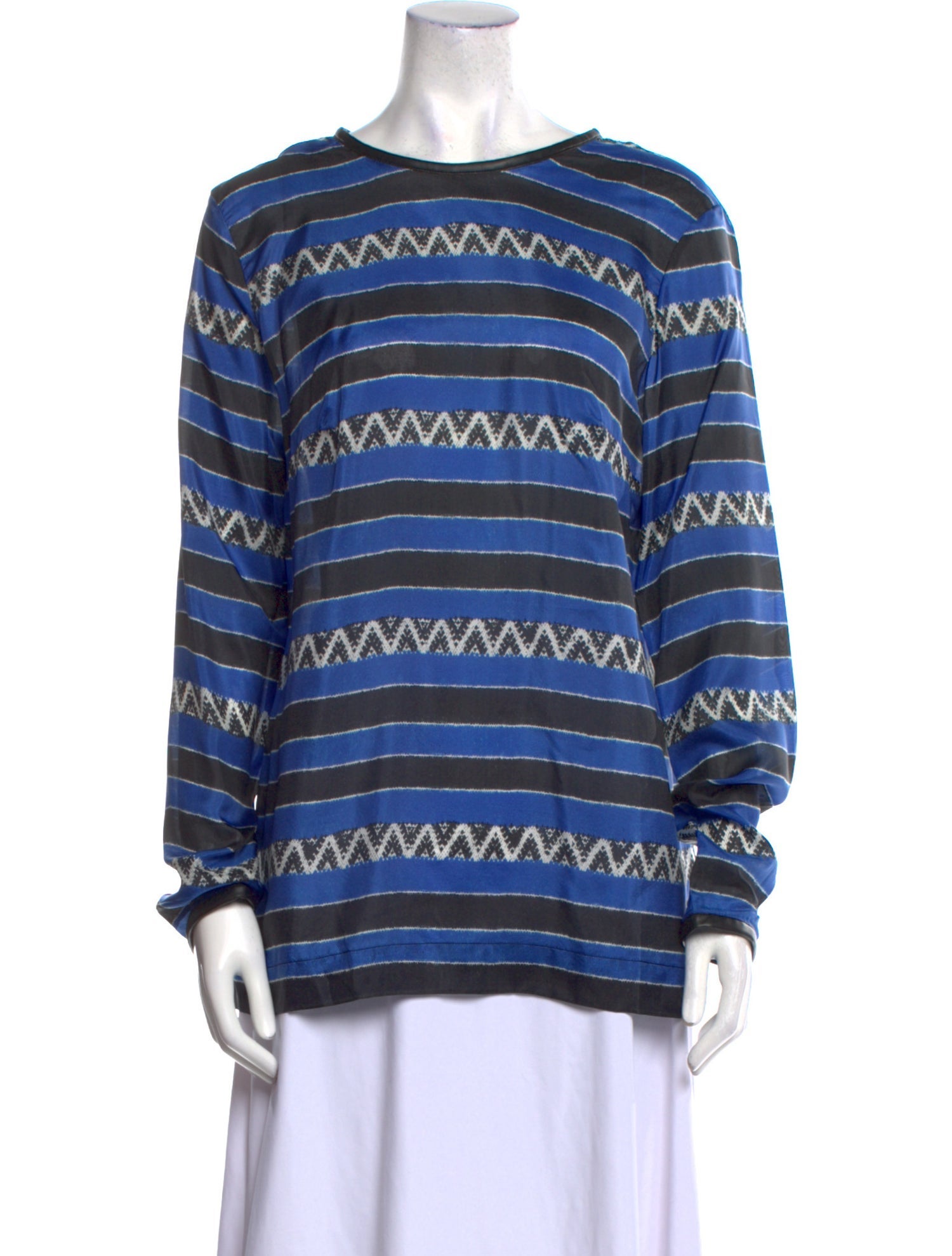 Heidi Merrick Striped Bateau Neckline Sweatshirt