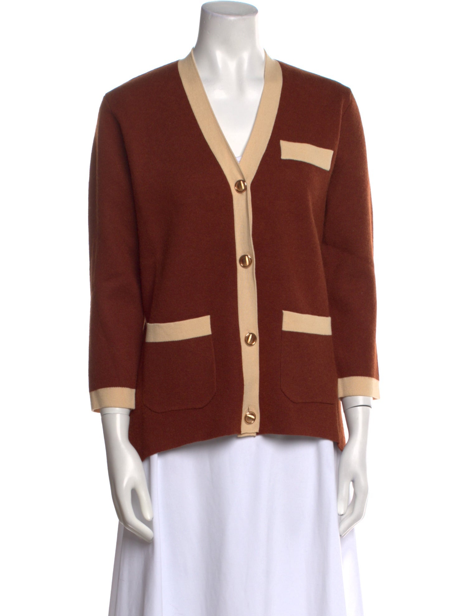 Heidi Merrick Colorblock Pattern V-Neck Sweater w/ Tags