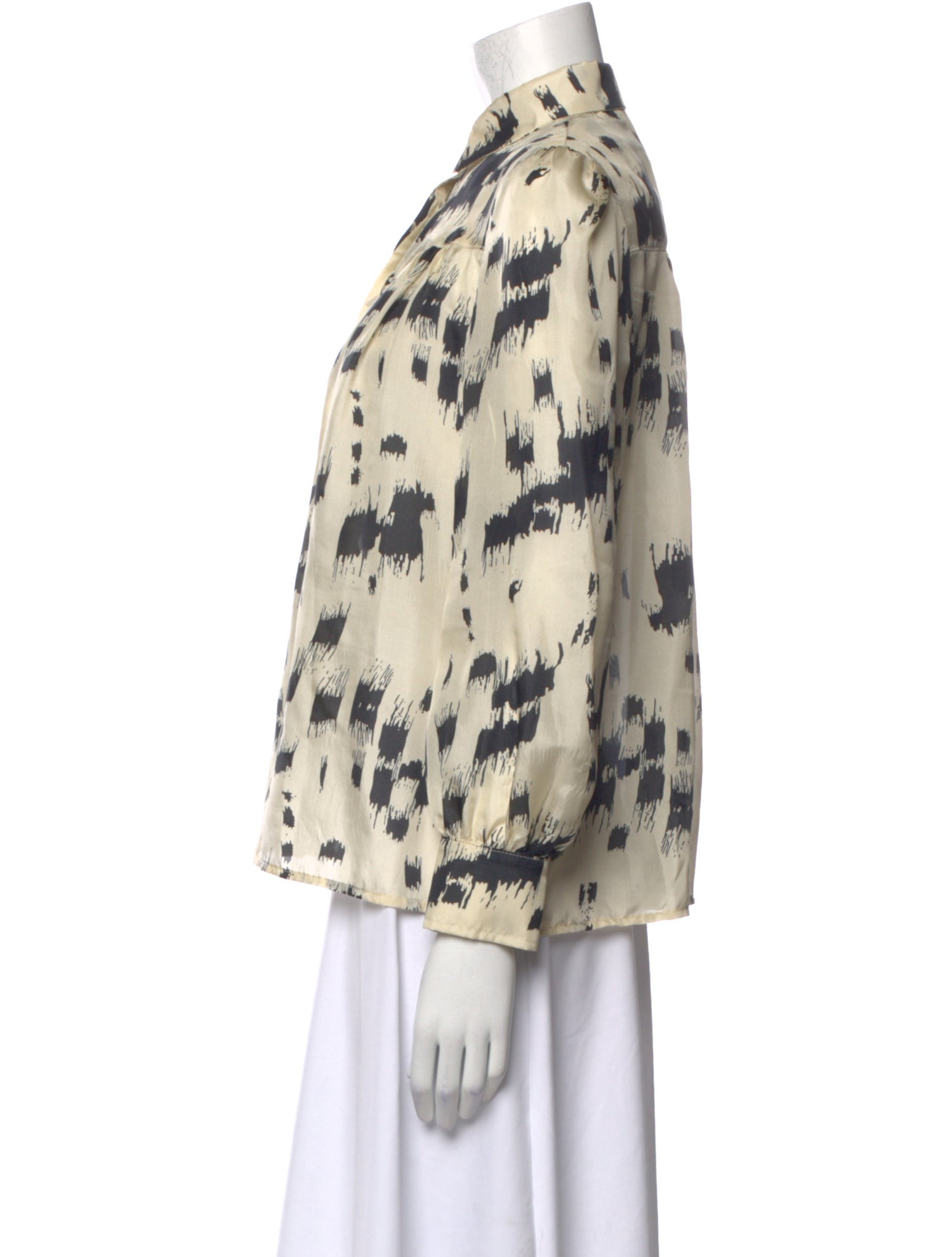 Heidi Merrick Printed Three-Quarter Sleeve Button-Up Top w/ Tags