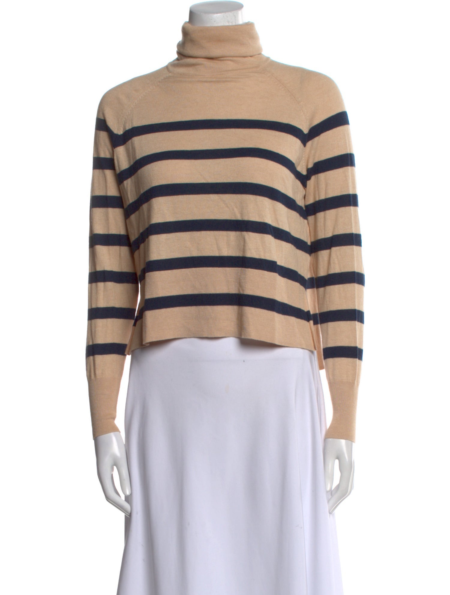 Heidi Merrick Striped Turtleneck Crop Top