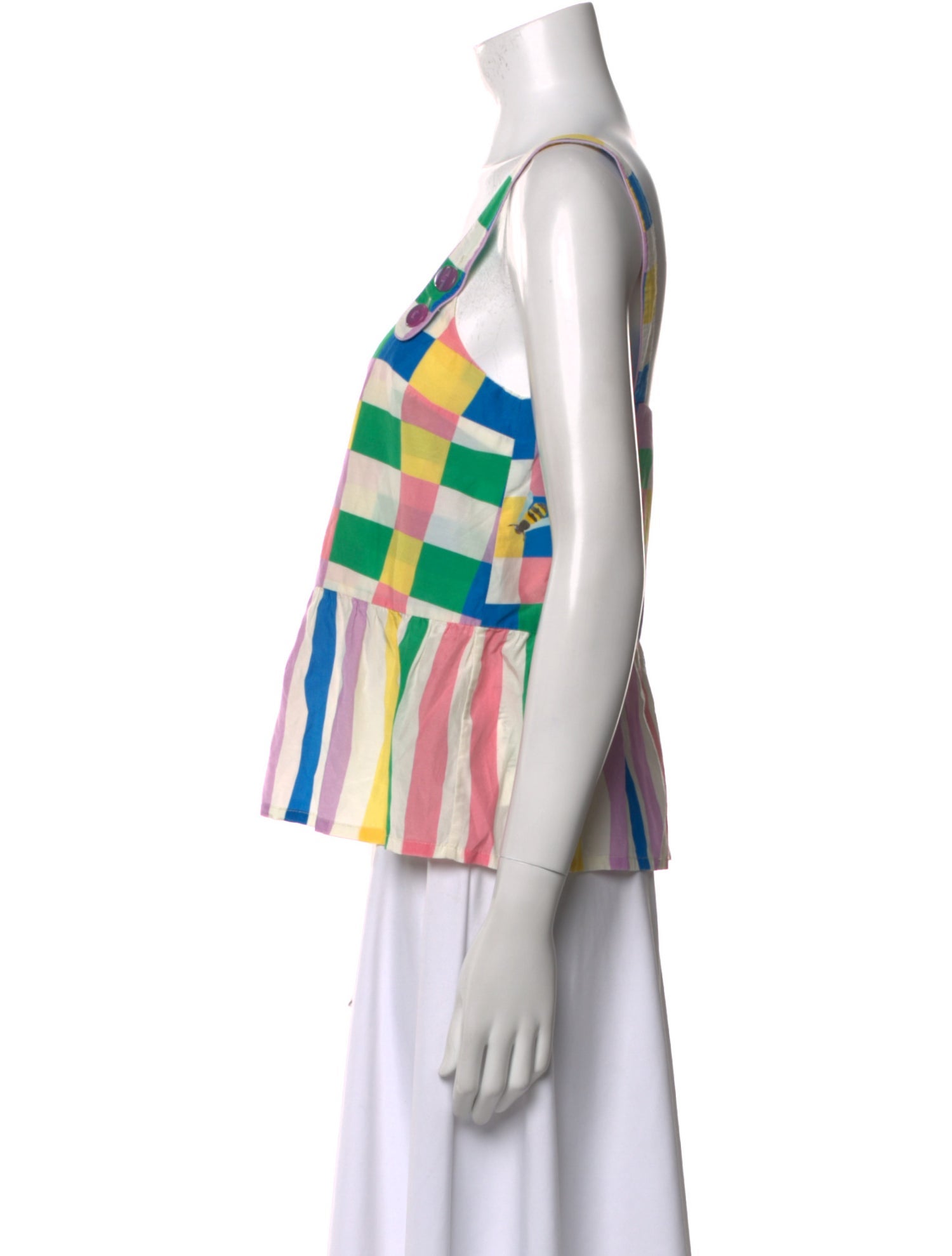 Helmstedt Plaid Print Square Neckline Top