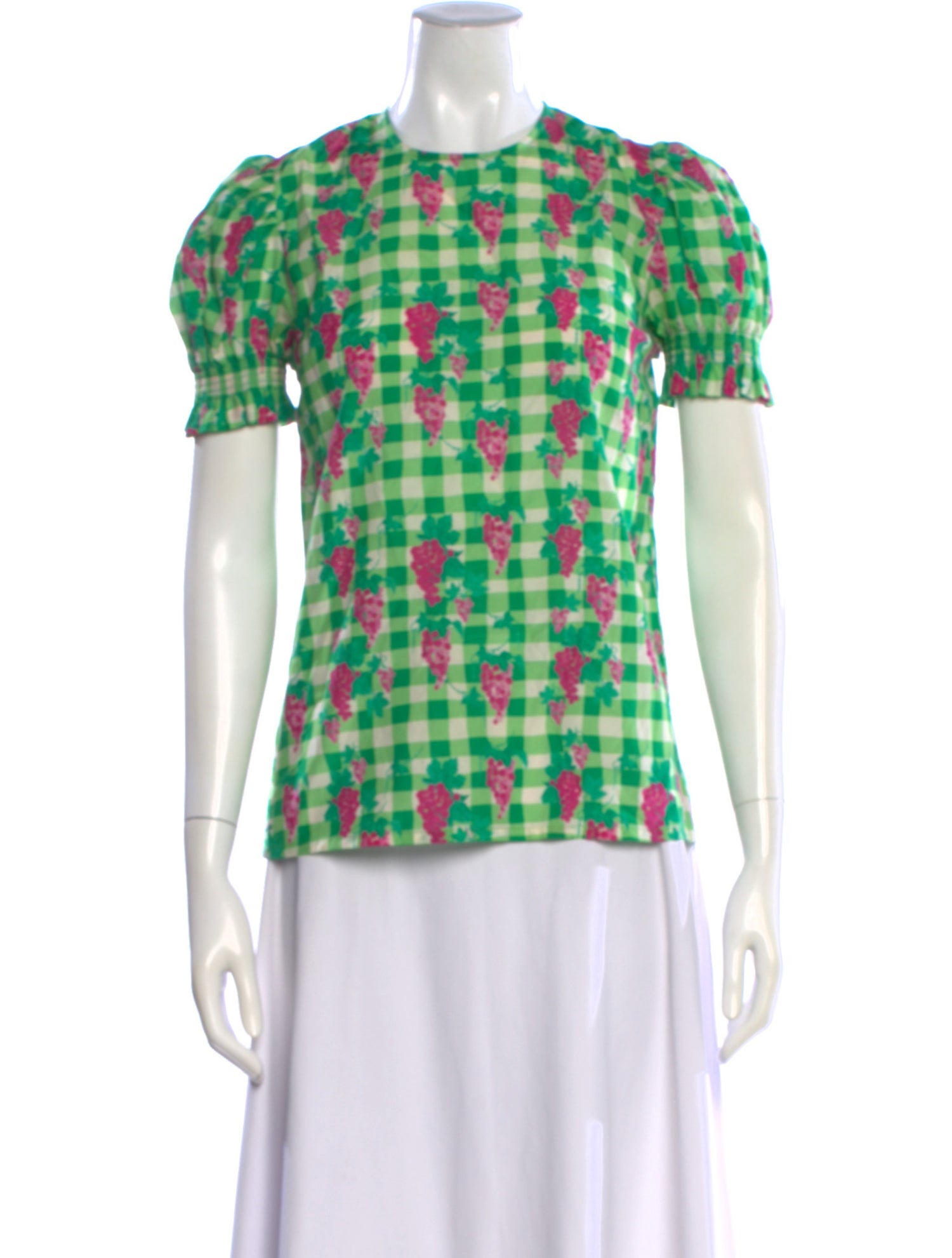 Helmstedt Plaid Print Crew Neck Blouse