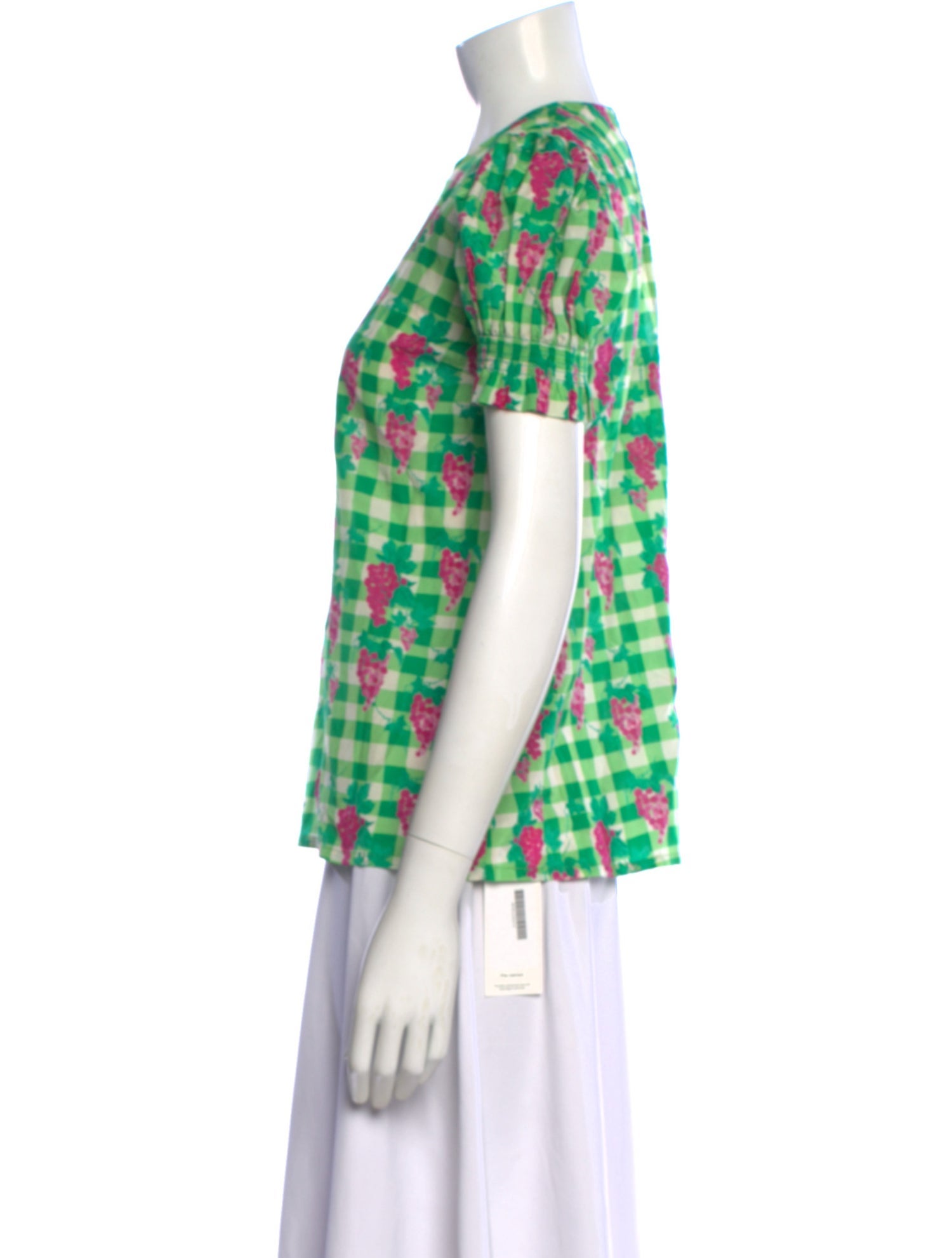 Helmstedt Plaid Print Crew Neck Blouse