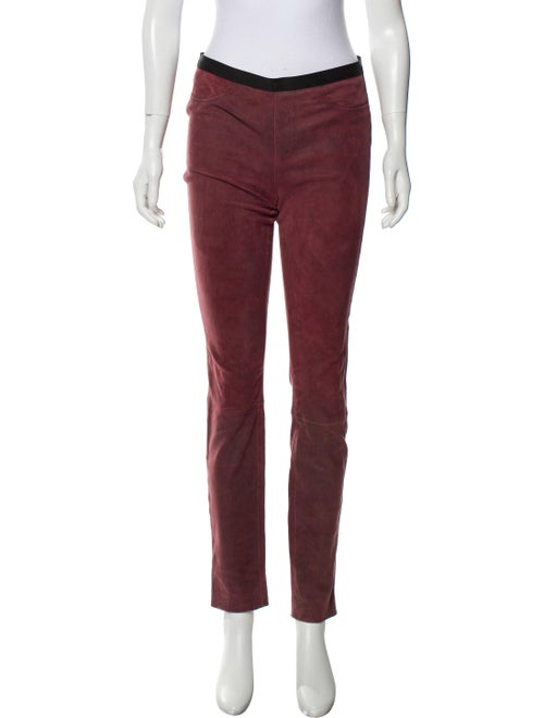 Helmut Lang Lamb Leather Skinny Leg Pants Red
