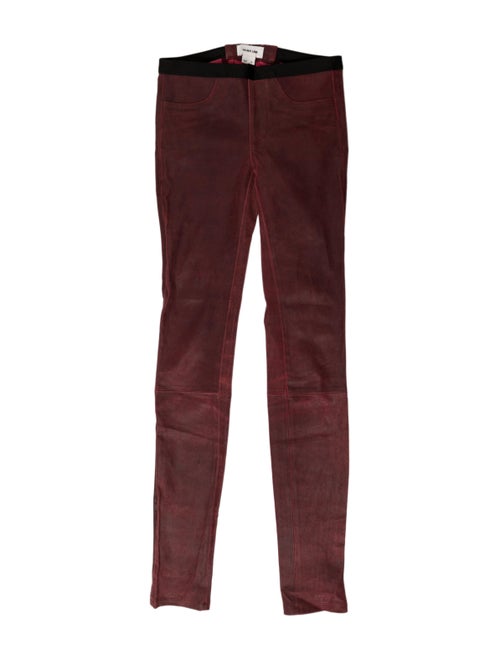 Helmut Lang Leather Skinny Leg Pants Red