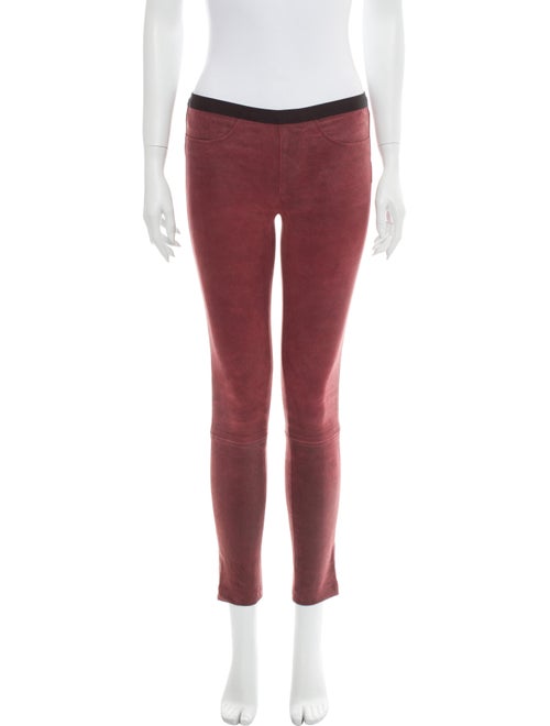 Helmut Lang Lamb Leather Skinny Leg Pants Red