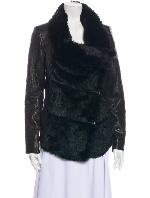 Helmut Lang Lamb Leather Fur Jacket Black