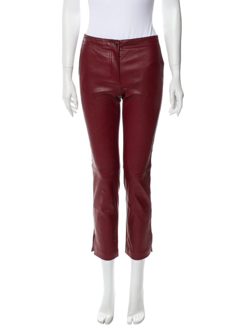 Helmut Lang Lamb Leather Straight Leg Pants Red